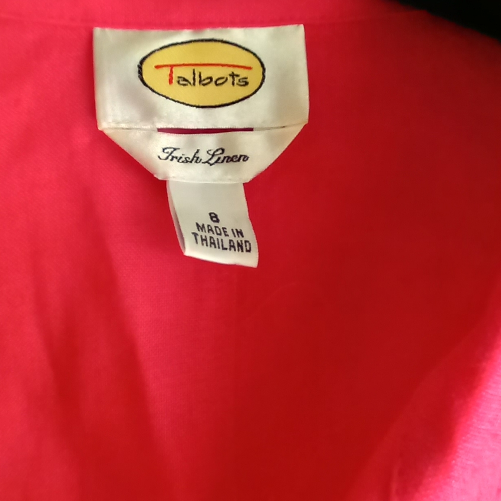 Pink Irish linen button down top - Picture 2 of 8